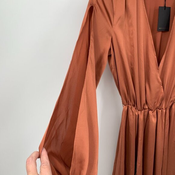 Michael Costello Eric gown maxi long dress silky bronze orange NO BELT new Small - Picture 4 of 7